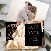 Photo Floral Ivory Rose Gold Save the Date Einladung