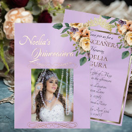 Photo & Floral - Lavender Quinceanera  Folieneinladung