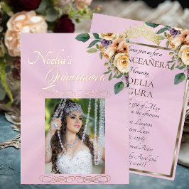 Photo & Floral - Pink Quinceanera  Folieneinladung