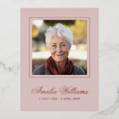 Photo foil dusty rose sympathy thank you card folie einladungspostkarte (Vorderseite)