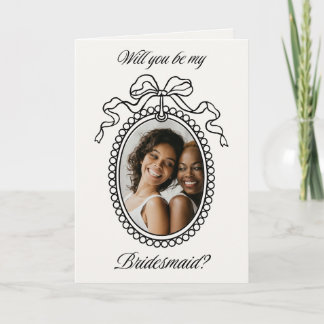 Photo Frame with Bow Bridesmaid Proposal Karte