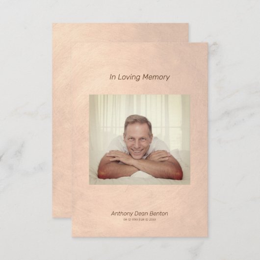 Photo Funeral Invitation Faux Metallic Effect Einladung (Vorne/Hinten)