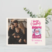 Photo Funny Bruh Merry Christmas Feiertagskarte (Stehend Vorderseite)