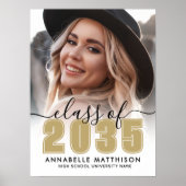 Photo Gold Graduation Party Sign Poster (Vorne)