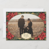 Photo Golden Poinsettia Elegance Christmas Feiertagskarte (Vorderseite)