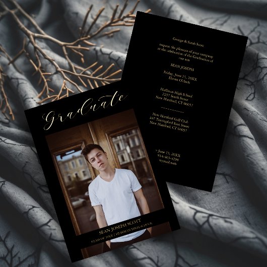 Photo Graduate Real Golden Modern Typography Folieneinladung