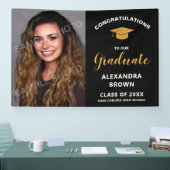 Photo Graduation Announcement Black Banner (Messe)