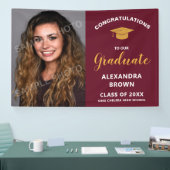 Photo Graduation Announcement Burgundy Banner (Messe)
