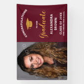 Photo Graduation Announcement Burgundy Banner (Vertikal)