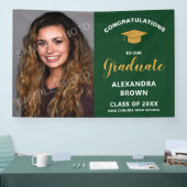 Photo Graduation Announcement Green Banner (Messe)