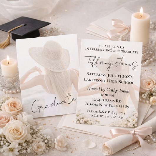 Photo Graduation Invitation with Script Typography Karte