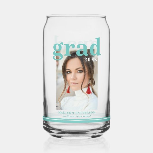 Photo Graduation Party Elegant Modern Script Dosenglas (Rückseite)