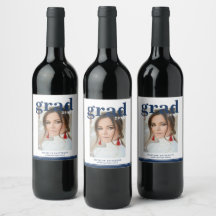 Photo Graduation Party Elegant Modern Script Wine