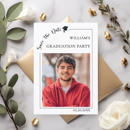 Photo Graduation party male Save the Date