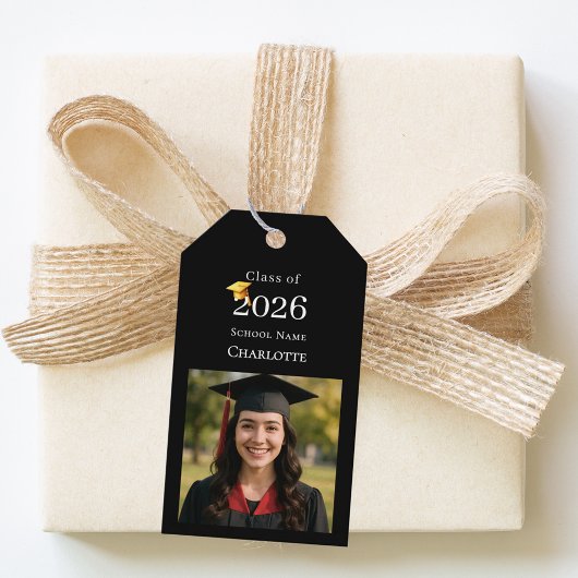 Photo Graduation Party Thank You black Geschenkanhänger