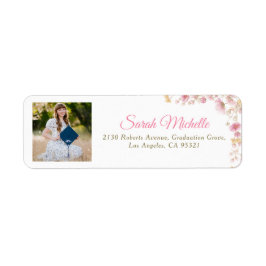 Photo Graduation Return Address Labels Floral