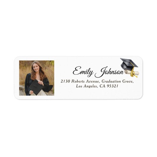 Photo Graduation Return Address Labels minimalist (Vorne)