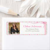 Photo Graduation Return Address Labels Pink Bow (Insitu)