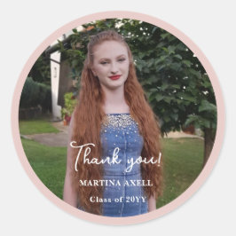 Photo Graduation Thank You  Runder Aufkleber