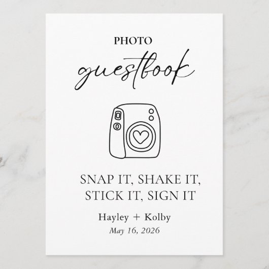 Photo Guestbook Table Top Sign/Card for Framing (Vorderseite)