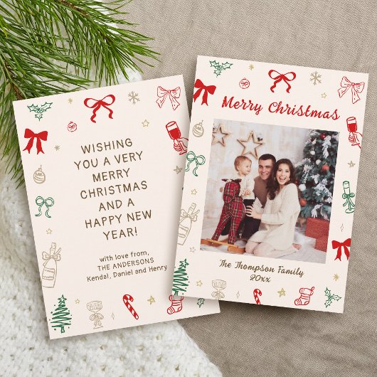 Photo Hand Drawn Christmas Card Einladung