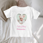 Photo heart name birthday girl pink baby t-shirt