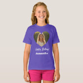 Photo heart name birthday girl purple T-Shirt (Vorne ganz)