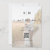 Photo Heart Script QR Code Wedding Save The Date (Vorderseite)