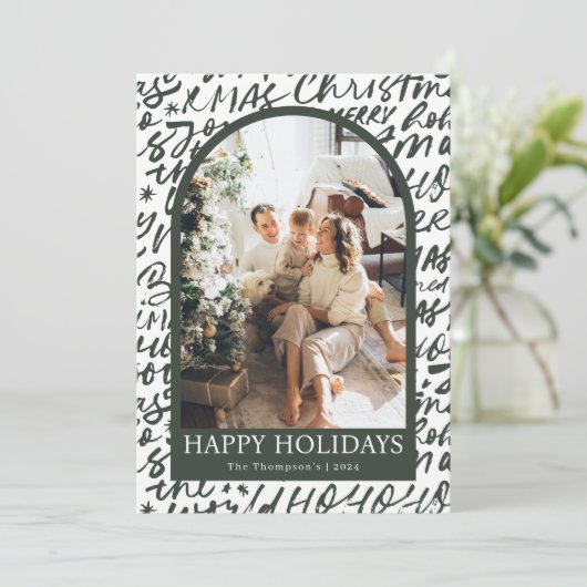 Photo Holiday Card, Modern Christmas Card Einladung (Stehend Vorderseite)