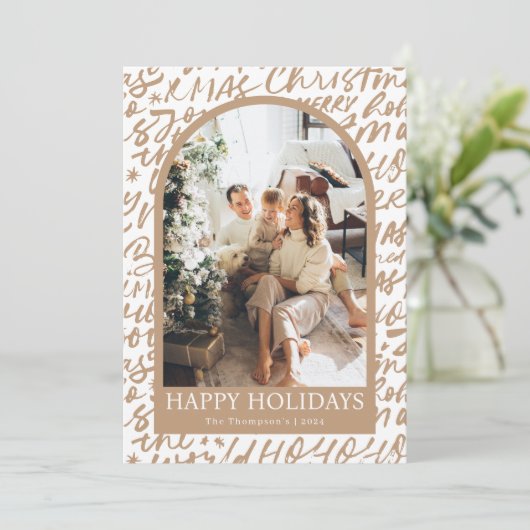 Photo Holiday Card, Modern Christmas Card Einladung (Stehend Vorderseite)