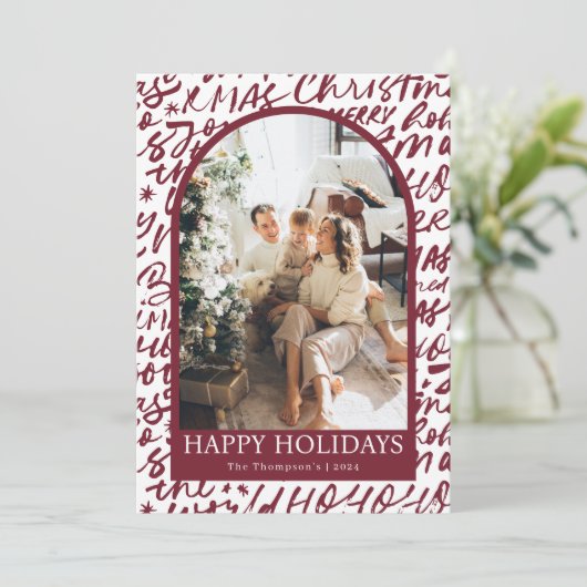 Photo Holiday Card, Modern Christmas Card Einladung (Stehend Vorderseite)
