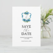 Photo Hydrangea Monogram Save The Date Einladung (Stehend Vorderseite)