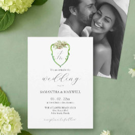 Photo Hydrangea Wedding Monogram Invitations Einladung