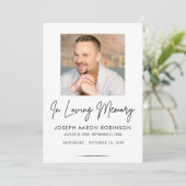 Photo In Loving Memory Funeral Memorial Keepsake Einladung (Stehend Vorderseite)