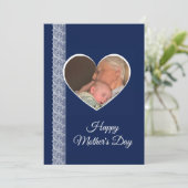 Photo inside Heart image with lace border Karte (Stehend Vorderseite)