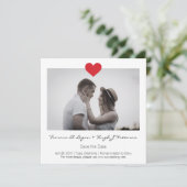 Photo Instant with Heart Engaged Couple Wedding Save The Date (Stehend Vorderseite)