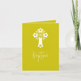Photo Invitation Simple Baptism Cross Yellow Feiertagskarte