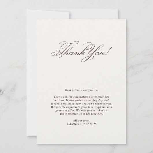 Photo Ivory and Brown Wedding  Dankeskarte (Vorderseite)