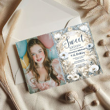 Photo Ivory Wildflower Art Nouveau Sweet Sixteen