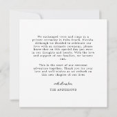 Photo Just Married Wedding Announcement Thank you Mitteilungskarte (Rückseite)