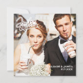 Photo Just Married Wedding Announcement Thank you Mitteilungskarte (Vorderseite)