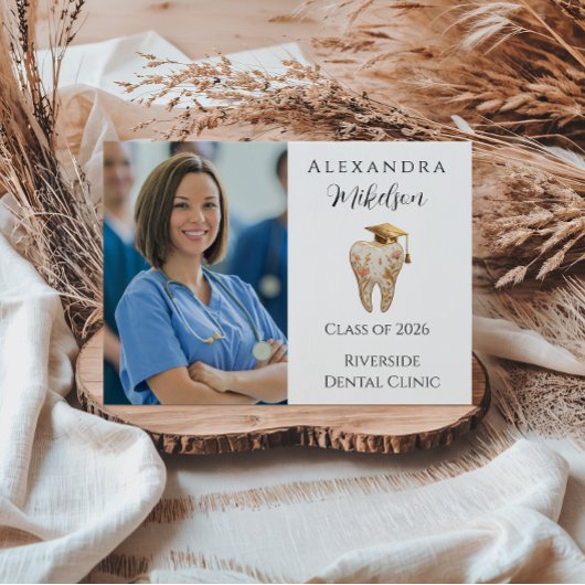 Photo Kintsugi Floral Tooth Graduation Party Ankündigung