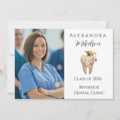 Photo Kintsugi Floral Tooth Graduation Party Ankündigung (Vorderseite)