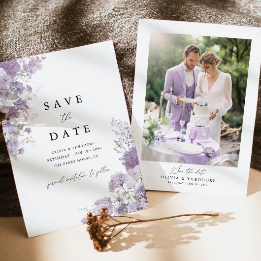 Photo Lavender Floral Elegant Wedding Save The Date
