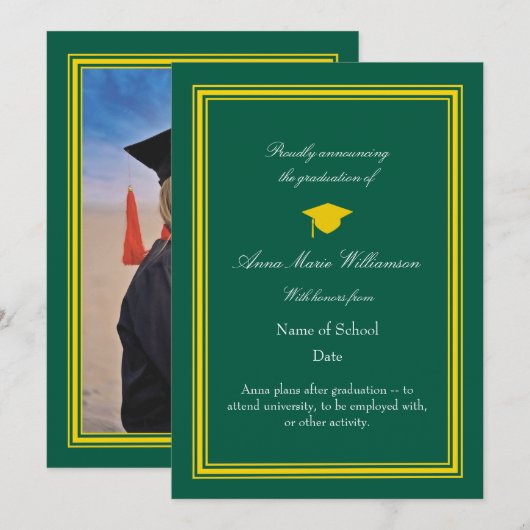 Photo - Lime Green Proudly Announcing Graduation Karte (Vorne/Hinten)