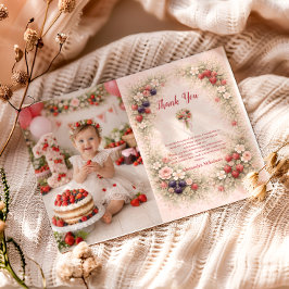 Photo Little Berry Celebration 1st Birthday Dankeskarte