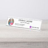 Photo & Logo Professional Office Personalized Blk Schreibtischnamensplakette (Vorderseite )