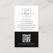Photo logo QR code modern black professional Visitenkarte (Rückseite)