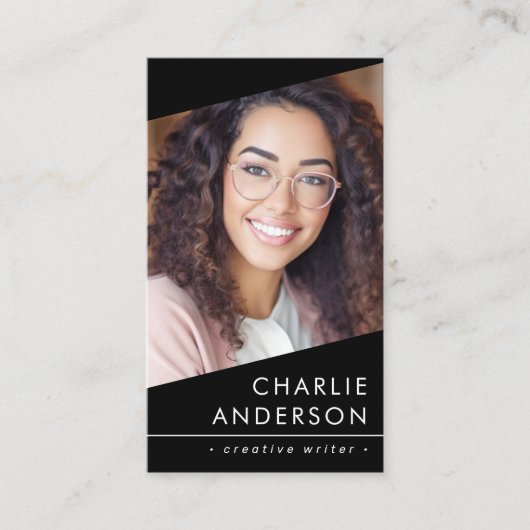 Photo logo QR code modern black professional Visitenkarte (Vorderseite)