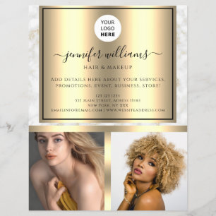 Photo Logo QR Code Modern Promotional Gold Marble Flyer